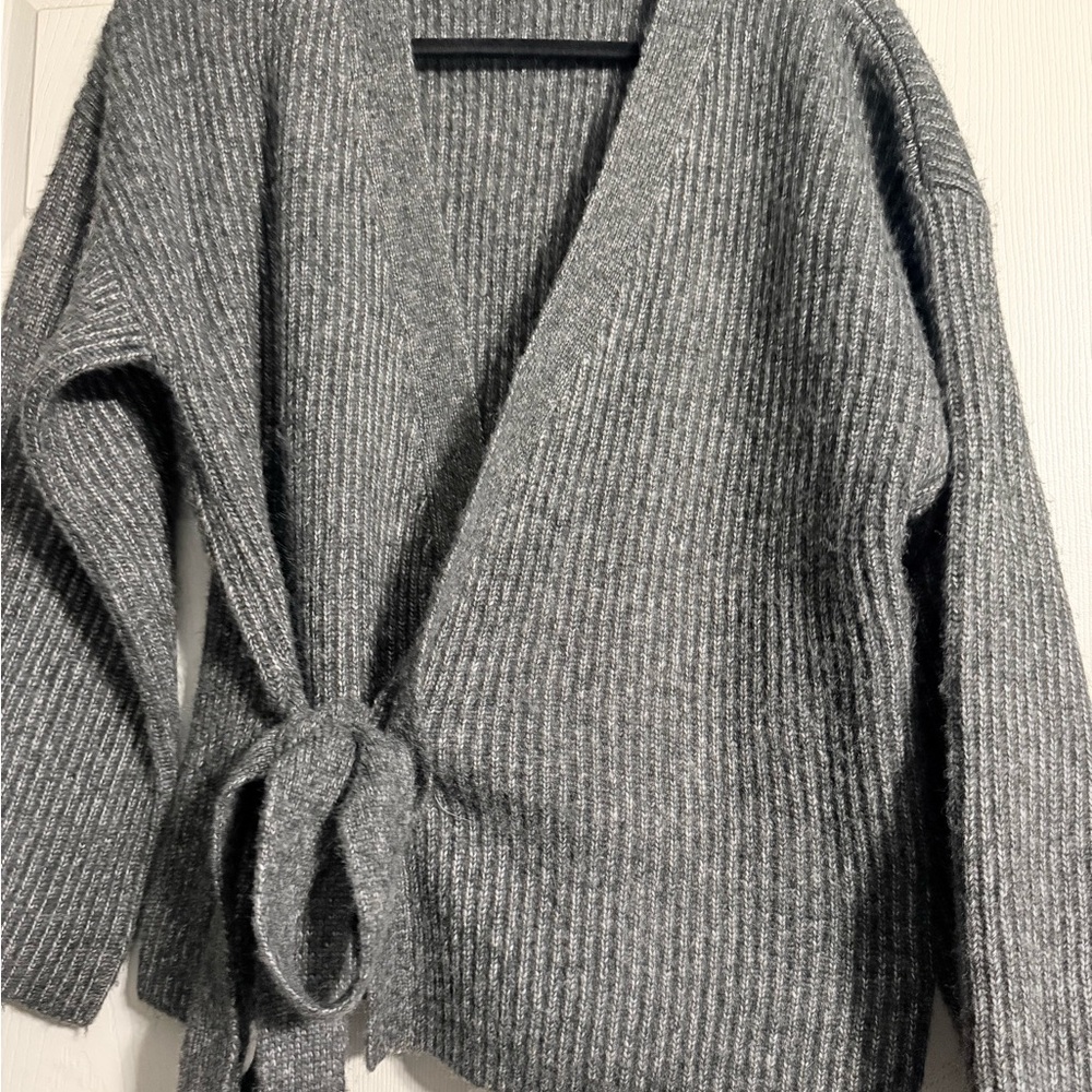 Guess Charcoal Knit Cardigan with Tie